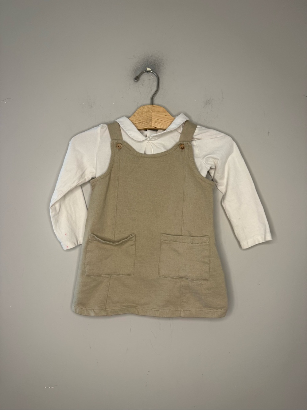 $29 ADD ON zara two piece set khaki dress white blouse 3Y rylee + cru mini boden